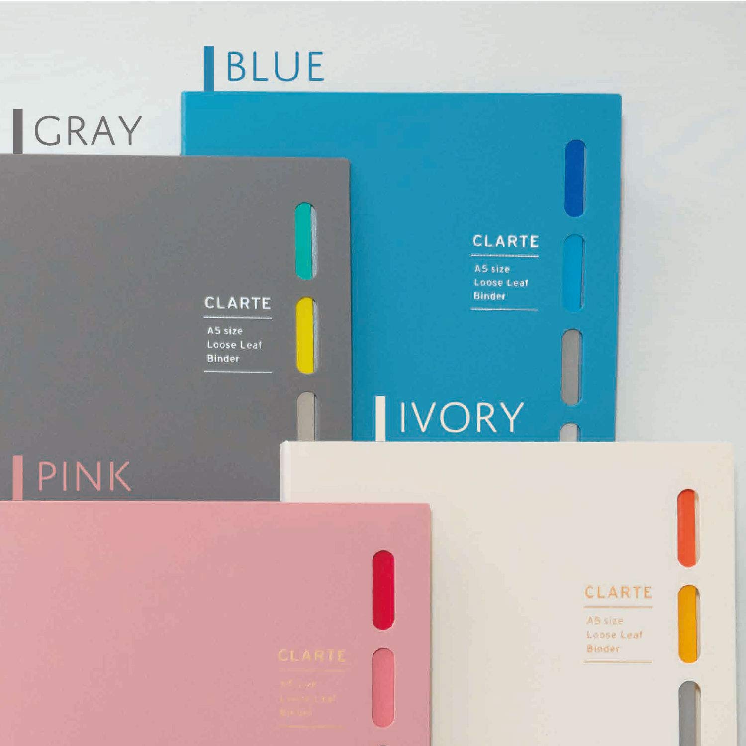 Maruman CLARTE 20‑Ring Binder with 5 Index Windows & Matching 5‑Tab Dividers, A5 Size, 5.83" x 8.27", Includes 10 Loose Leaf Ruled Sheets and Clear Storage Pocket, Holds Up to 70 Sheets, Gray - Image 6