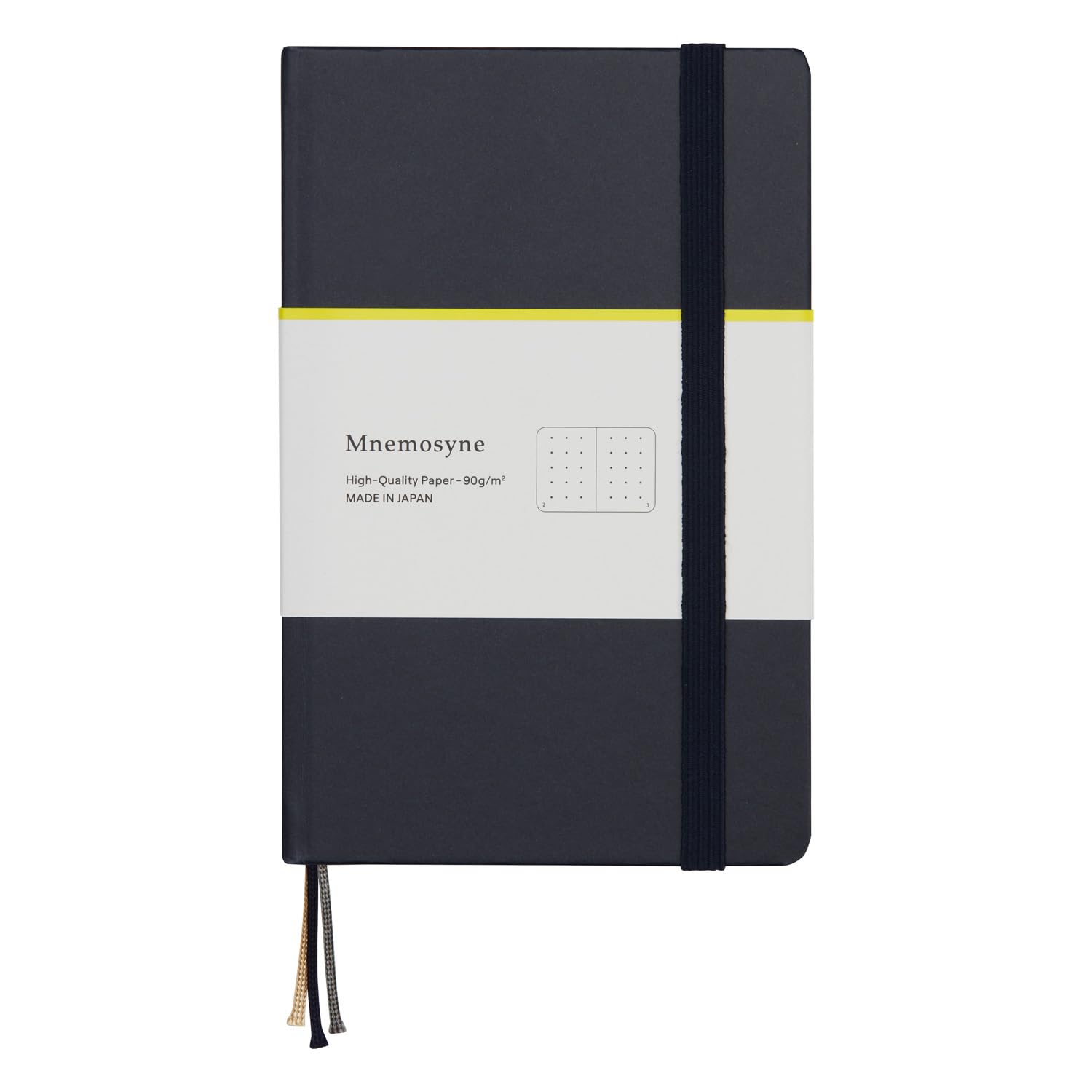 Maruman Mnemosyne Dot Grid Journal- A6, 5.71" x 3.74", 80 Sheets / 160 Pages, 5mm Doted Notebook, Book-bound With Premium Navy Hardcover, Includes Bookmark & Elastic Closure, Made in Japan - Image 4