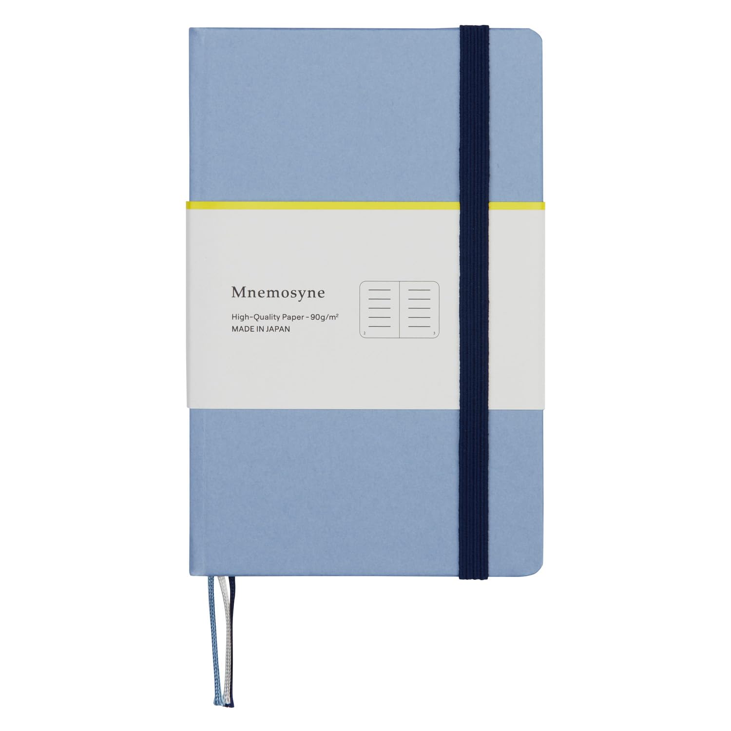 Maruman Mnemosyne Lined Journal- A6, 5.71" x 3.74", 80 Sheets / 160 Pages, 6.5mm Narrow Ruled Notebook, Book-bound With Premium Light Blue Hardcover, Includes Bookmark & Elastic Closure, Made in Japan - Image 4