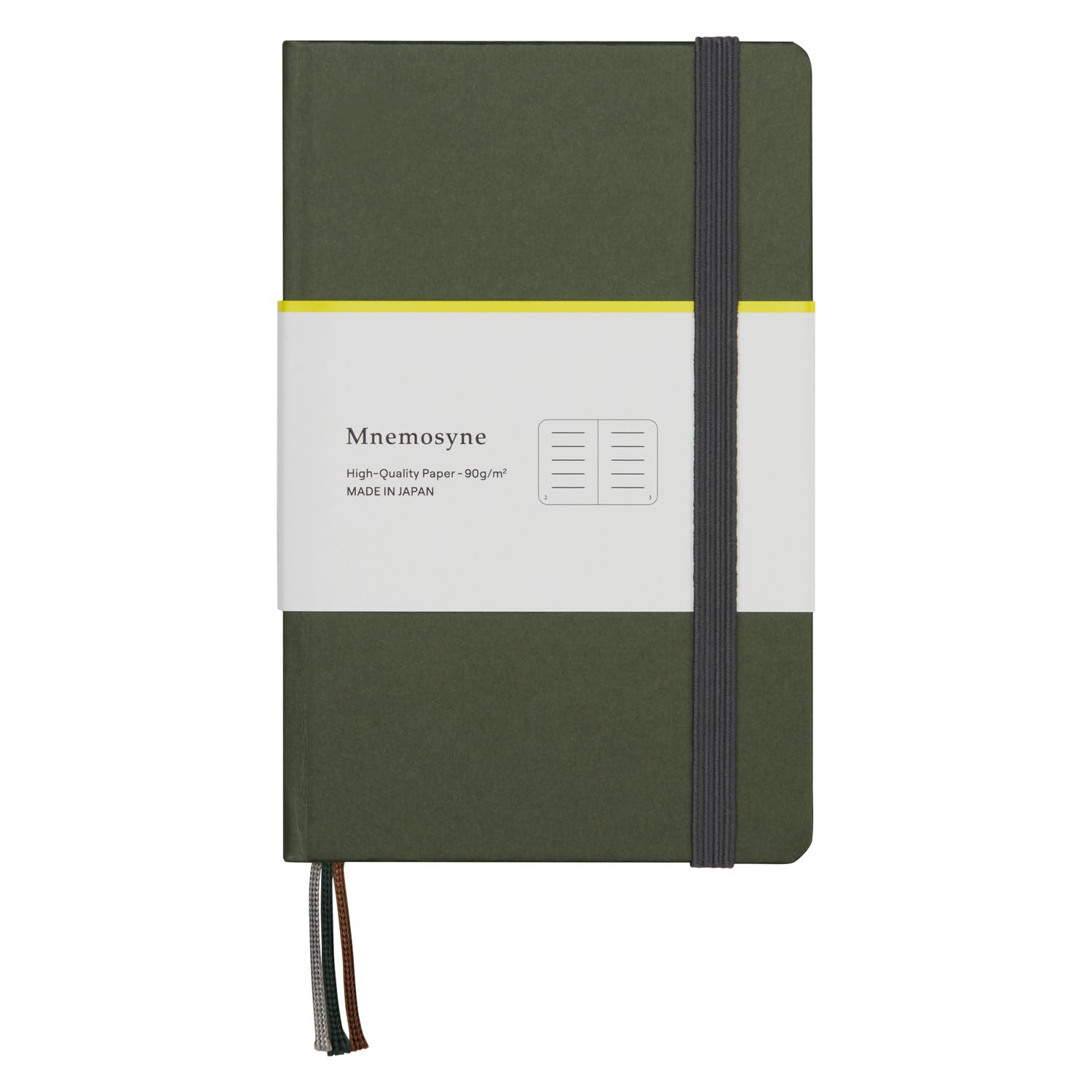 Maruman Mnemosyne Lined Journal- A6, 5.71" x 3.74", 80 Sheets / 160 Pages, 6.5mm Narrow Ruled Notebook, Book-bound With Premium Deep Green Hardcover, Includes Bookmark & Elastic Closure, Made in Japan - Image 4