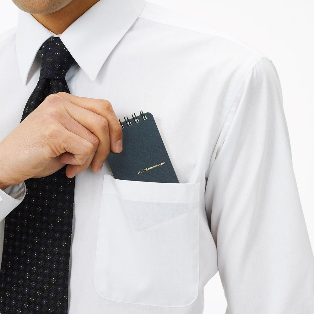 Maruman Mnemosyne Lined Memo Pad- A7, 2.91" x 4.13", 50 Sheets / 100 Pages, 5mm Ruled Notebook, Perforated Pages & Wire-Bound to Lay Flat, Black, Made in Japan - Image 5