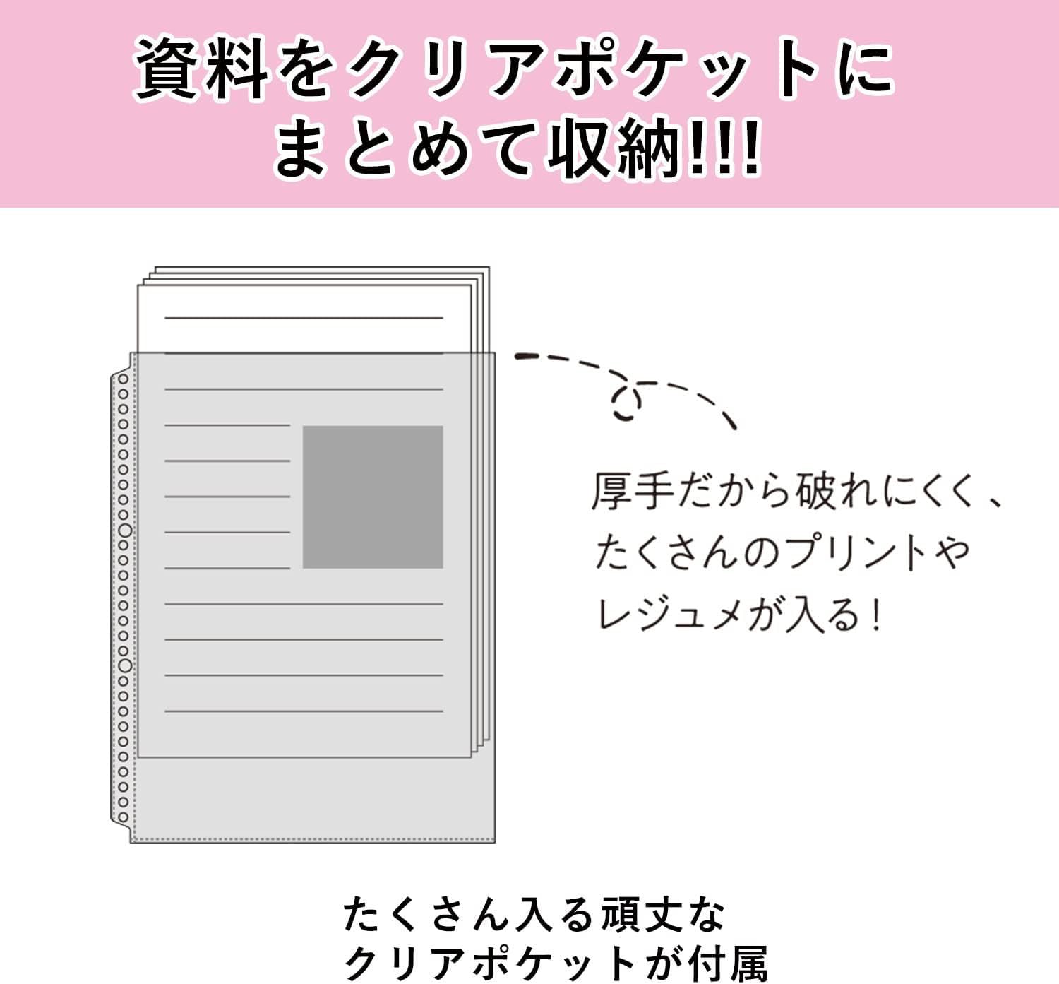 Maruman Session 26‑Ring Binder with Flexible Translucent Cover, B5 Size, 7.17" x 10.12", Includes 5 Erasable Tabbed Dividers and Storage Pocket, Holds up to 120 Sheets, Black, Made in Japan - Image 6