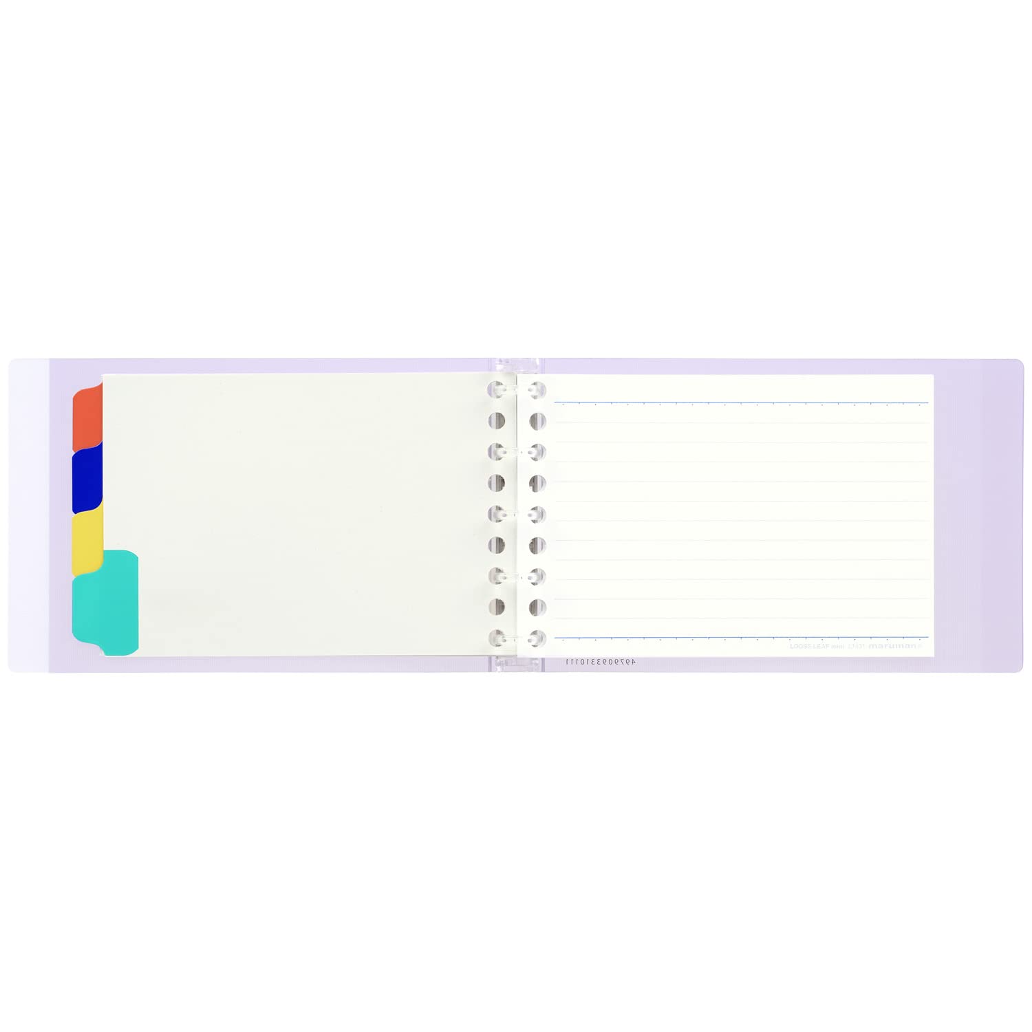 Maruman Session 5‑Ring Binder with Flexible Translucent Cover, Mini Size, 3.8" x 6", Includes 4 Erasable Tabbed Dividers, Holds up to 60 Sheets, Light Purple, Made in Japan - Image 4