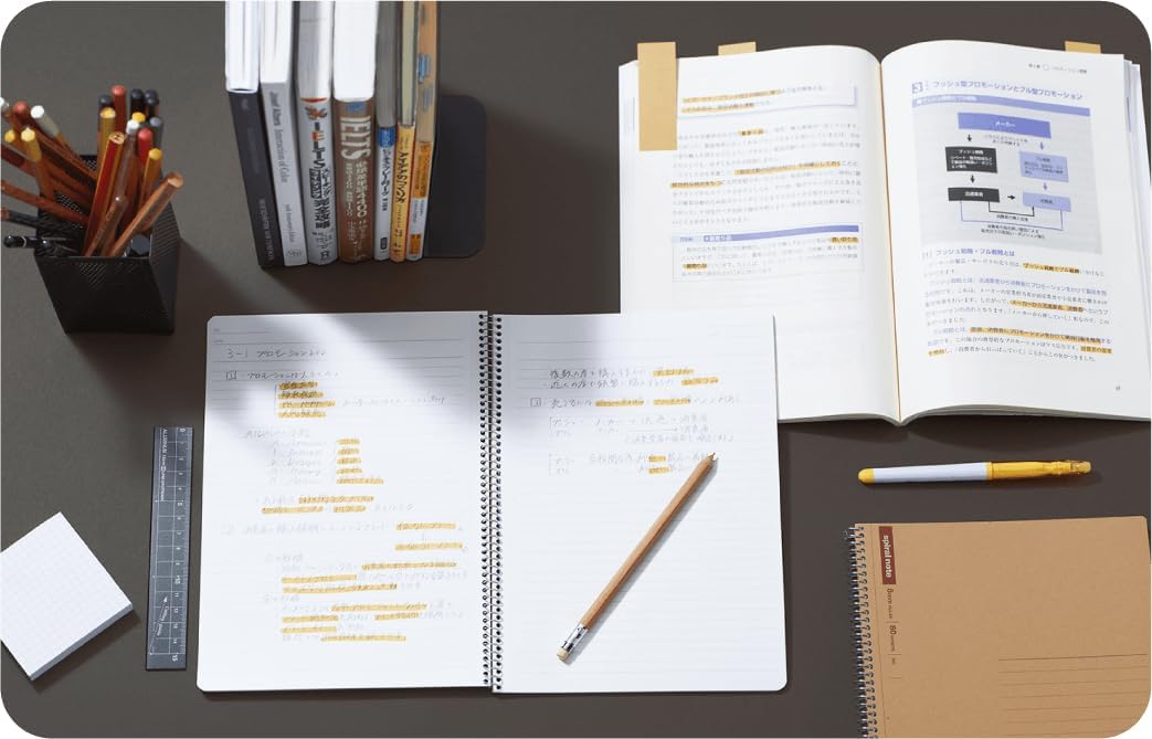 Maruman Spiral Note Basic Grid Notebook- A4, 11.69" x 8.98", 80 Sheets / 160 Pages, 5mm Graph Paper Journal, Perforated Pages & Wire-Bound to Lay Flat, Sturdy Kraft Cover, Made in Japan - Image 8