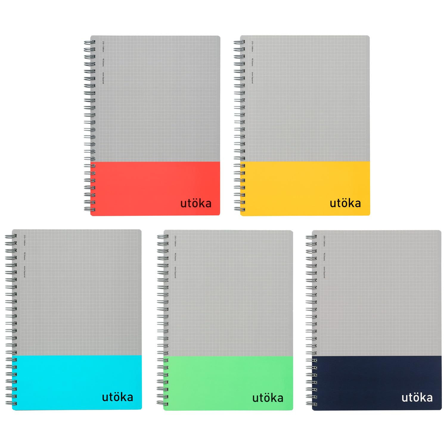 Maruman Utoka Grid Notebook- A5, 5.83" x 8.27", 90 Sheets / 180 Pages, 4mm Graph Paper Journal, Durable Twin Wire-bound Spiral, Flexible Cover, Light Blue, Made in Japan - Image 10