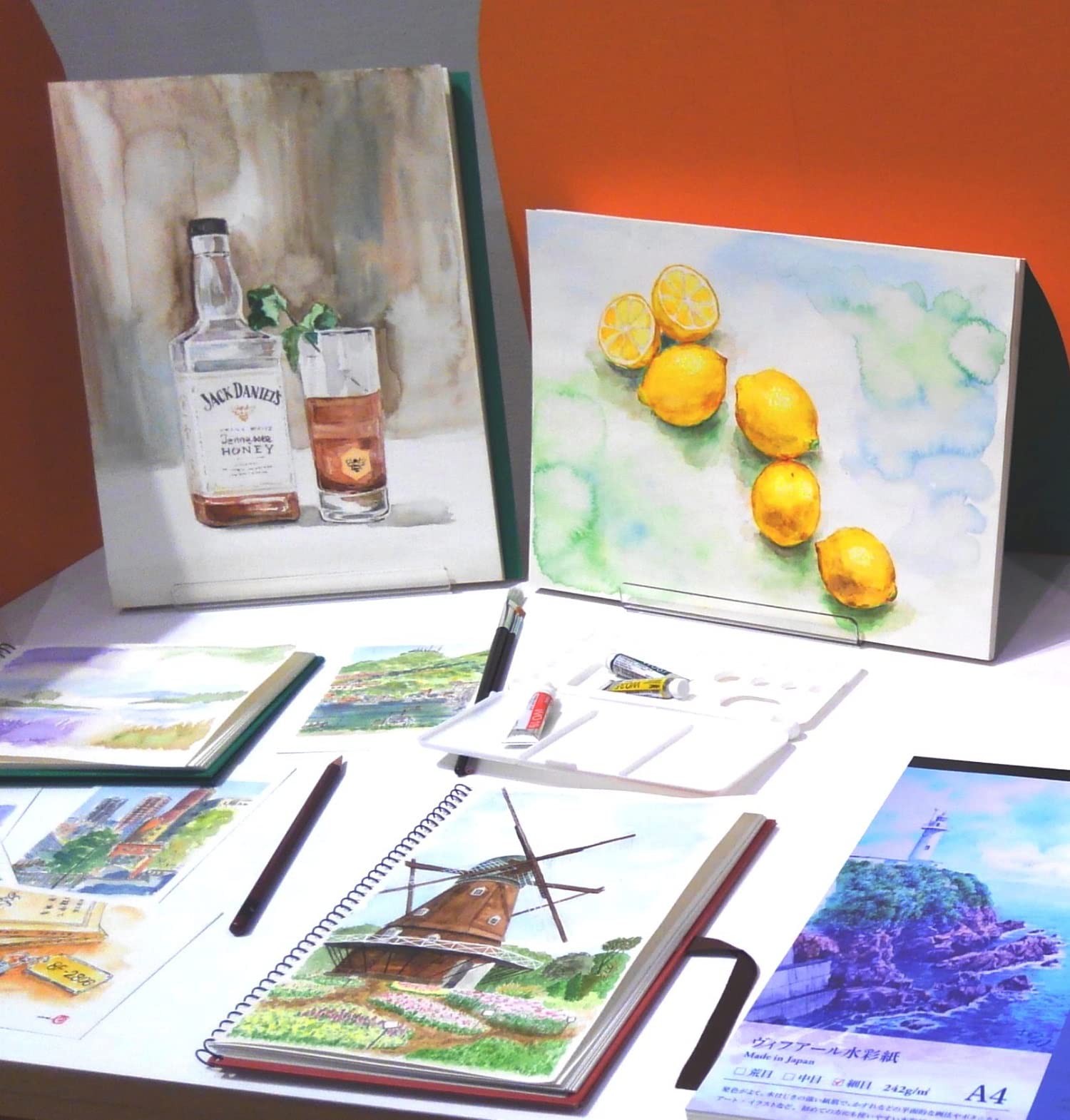 Maruman VifArt Watercolor Artbook- Premium Fine Watercolor Paper, Natural White, F4, 13.5" x 10.35", 15 Sheets/ 30 Pages, Reinforced Cover Sketchbook for Watercolor & Mixed Media, Blue - Image 8