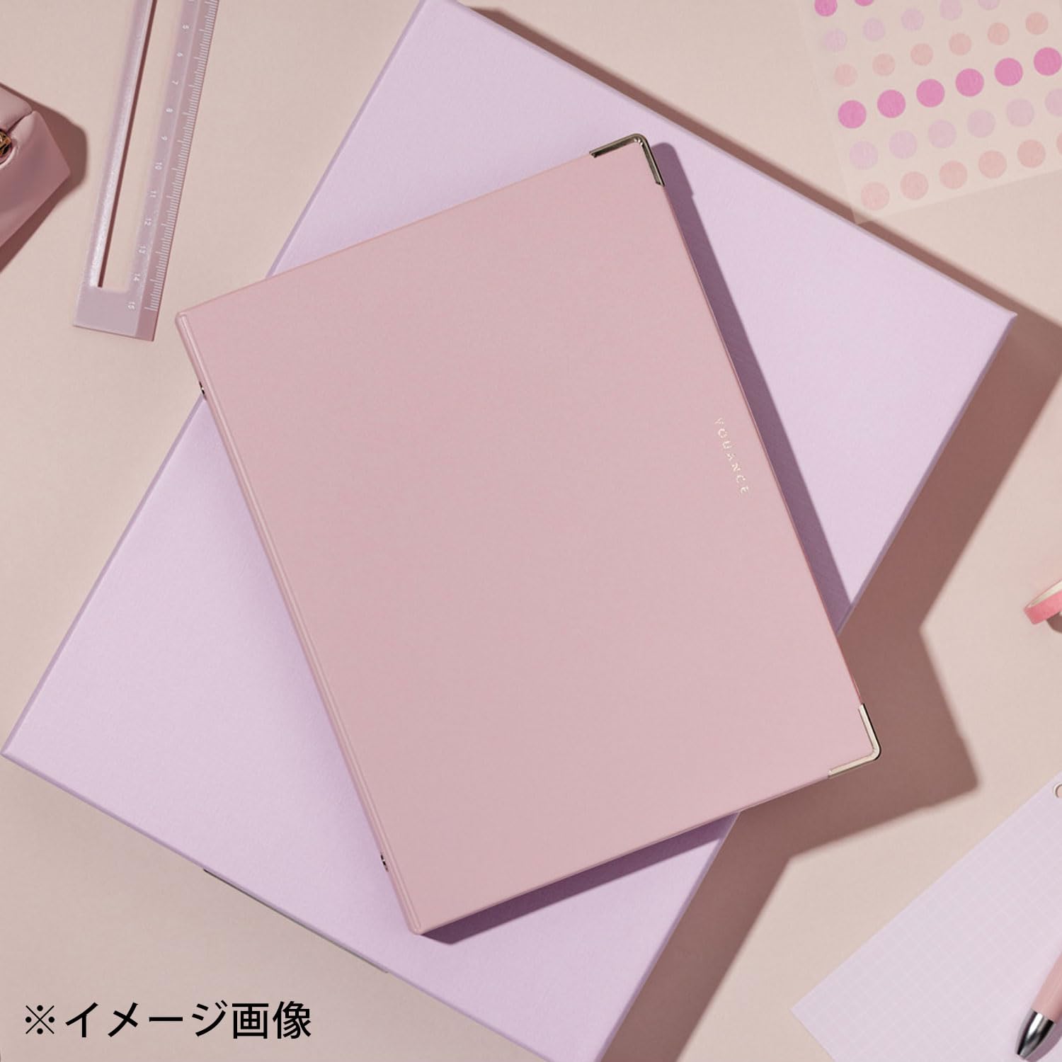 Maruman YOUANCE 20‑Ring Binder with Durable Vinyl Cover, A5, 5.83" x 8.27", Includes 10 3mm Grid Paper Sheets & Clear Sheet Protector, Storage Pocket, Holds Up to 70 Sheets, Light Pink, Made in Japan - Image 10