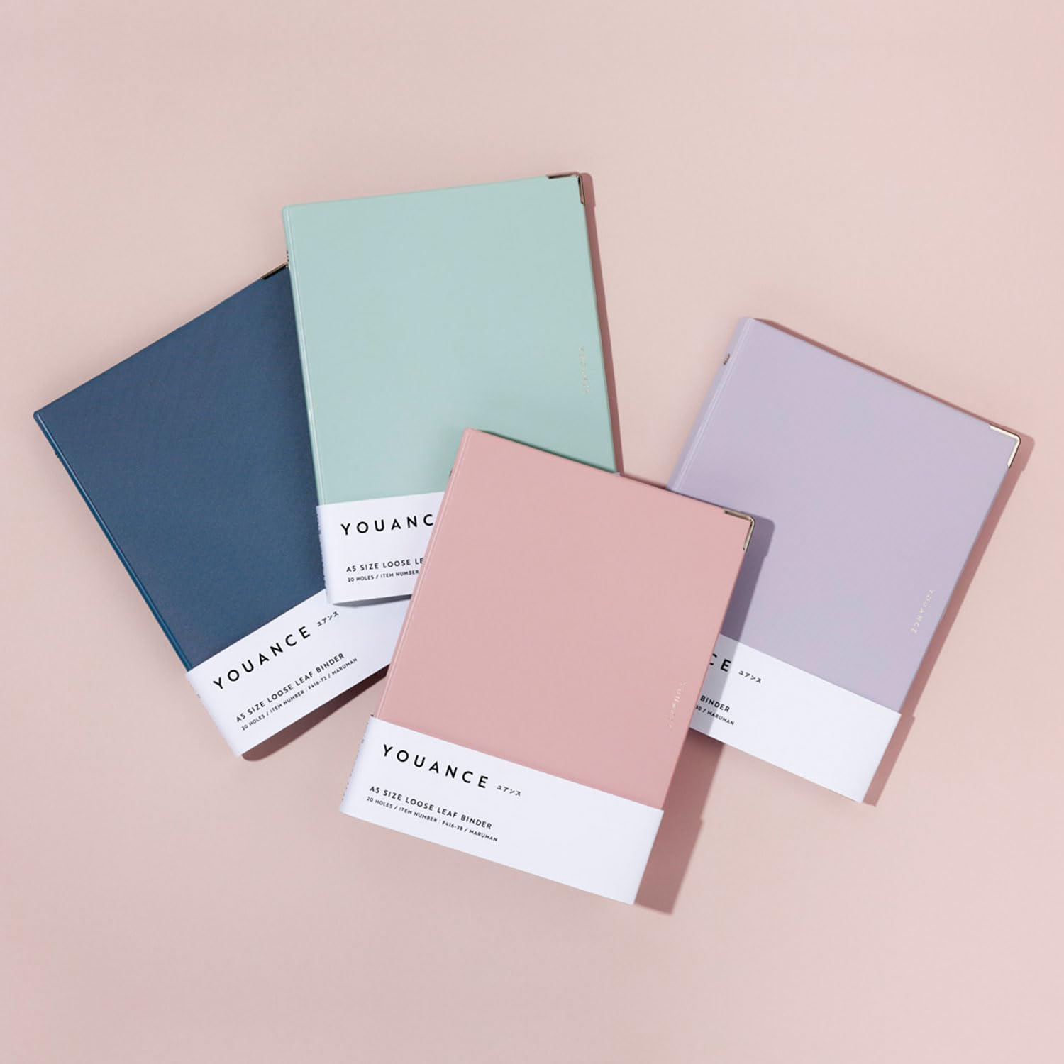 Maruman YOUANCE 20‑Ring Binder with Durable Vinyl Cover, A5, 5.83" x 8.27", Includes 10 3mm Grid Paper Sheets & Clear Sheet Protector, Storage Pocket, Holds Up to 70 Sheets, Light Pink, Made in Japan - Image 9